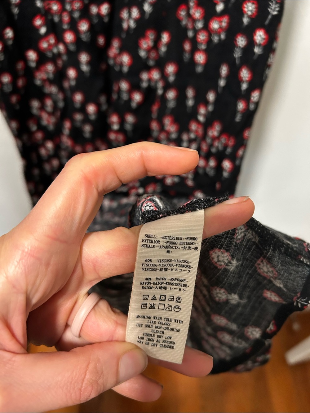 Free People Corrie Split Hem Ditsy Floral Print Midi Dress Black & Red. Size 6 - Picture 5 of 5